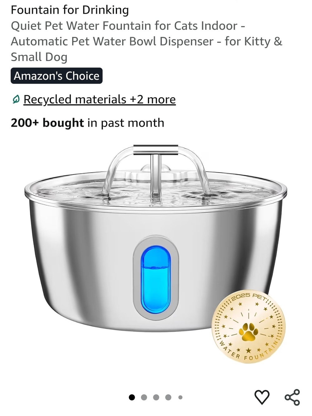 Stainless Steel Cat Water Fountain